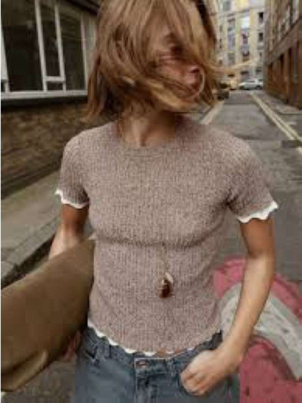 Zara | NEW W/Tags Knit Top with Ruffle Detail on Sleeves and hem.